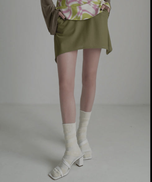 Asymmetric Skirted Flare Pants